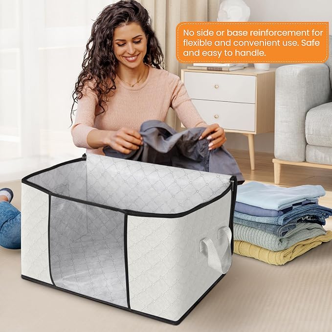 Fab totes 10 Pack Clothes Storage, Foldable Thick Fabric Blanket Storage Bags - Image 3
