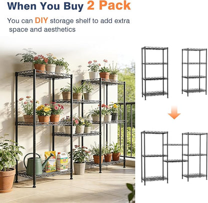 4-Tier Wire Shelf Metal Rack, Narrow Wire Shelving Unit, Small Wire Shelf | - Image 6