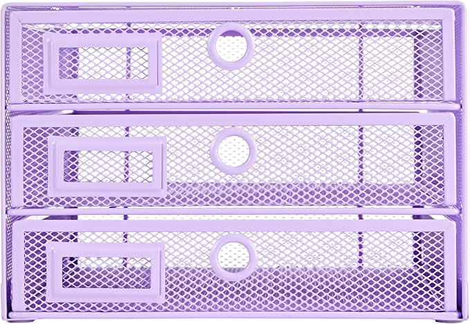 Annova Desk Organizer Wire Mesh 3 Tier Sliding Drawers Paper - Image 4