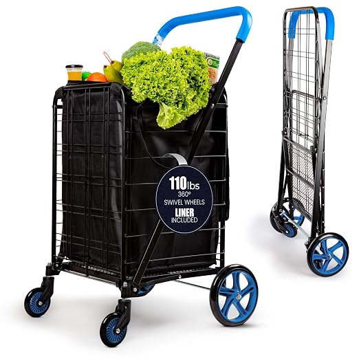 SereneLife Large Folding Utility Shopping Cart by SereneLife