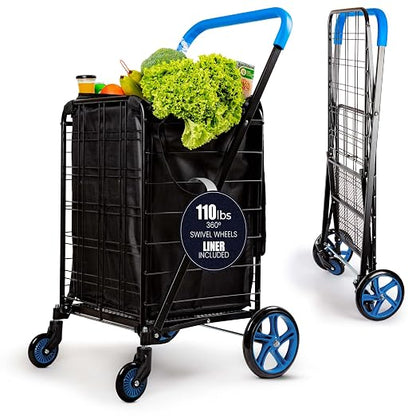 SereneLife Large Folding Utility Shopping Cart by SereneLife