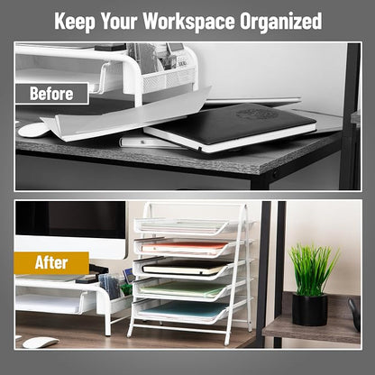 Mind Reader 5-Tier Paper Tray Organizer, Vertical Desktop File Storage Rack - Image 5