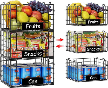 3 Pack XL Stackable Wire Baskets by JKsmart