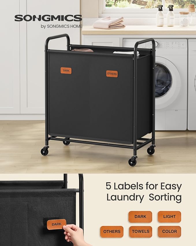 SONGMICS 2-Section Laundry Sorter, Laundry Hamper - Image 2