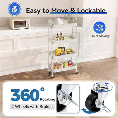 NEWBULIG 4-Tier Metal Rolling Cart - Image 3