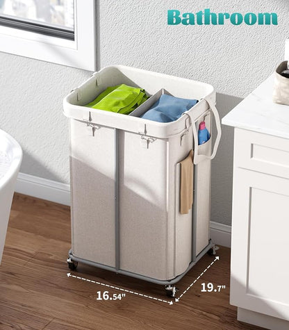 155L Laundry Hamper with Wheels, Rolling Laundry Basket with Metal Frame and - Image 6