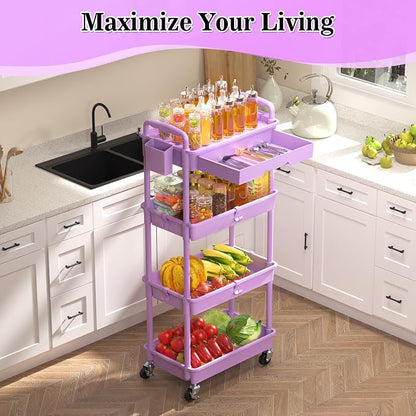 SUNALLY 4 Tier Rolling Cart Organizer - Image 2