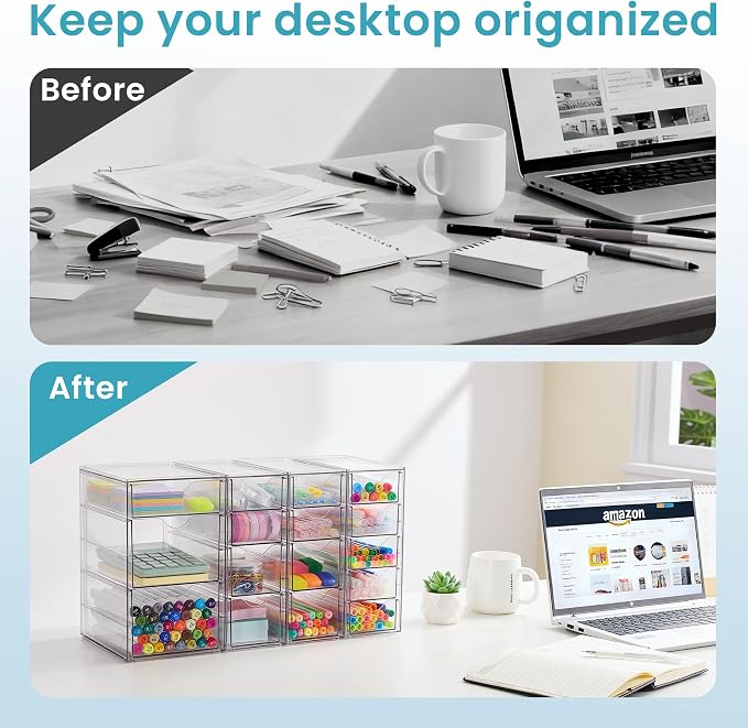 Vtopmart 4 Set Clear Desk Organizer, Pen Organizer - Image 3