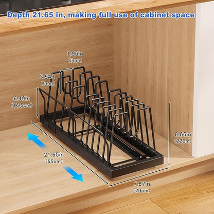 2 Pack Pots and Pans Organizer Under Cabinet, 21.6" Deep Pull Out Pot Lid - Image 6