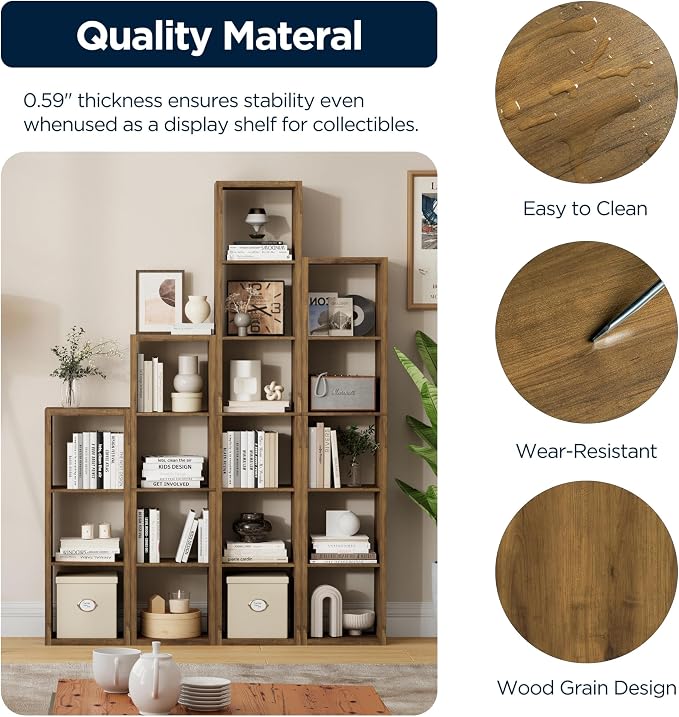 6 Cube Storage Organizer, 2x3 Cube Bookshelf, Cubby Storage Shelf, Wooden - Image 4