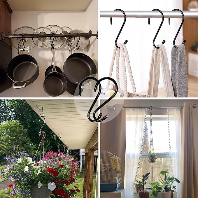18 Pack Large S Hooks for Hanging, 4-1/2 inch Heavy Duty Rust-Free Closet S Hook - Image 4