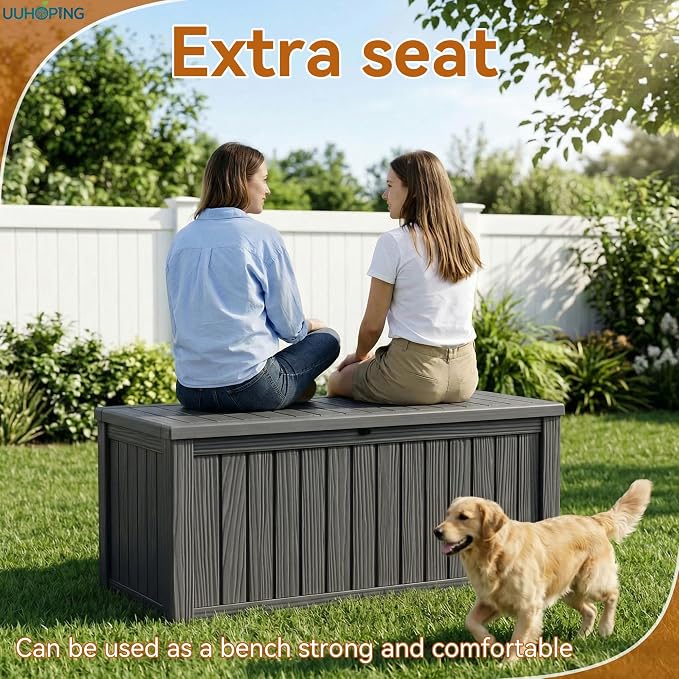 150 Gallon Outdoor Deck Box, Resin Waterproof Storage Box - Image 3