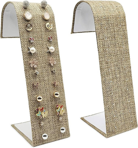 MOOCA 2 Pcs Set 12 Pairs of Burlap Earring Holder Stand, Jewelry Organizer by Mooca