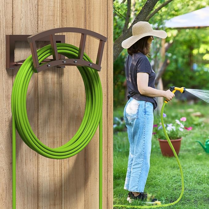 2 Pack Garden Hose Holder Wall Mounted, Outdoor Heavy Duty Metal Water Hose - Image 8