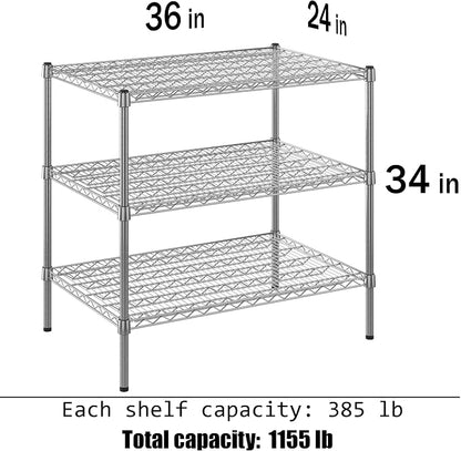24" Deep x 36" Wide x 34" Height Wire Shelving Kit | 3-Tier | NSF Commercial - Image 3