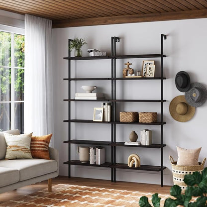 Nathan James Theo 6-Shelf Tall Bookcase, Wall Mount Bookshelf - Image 3