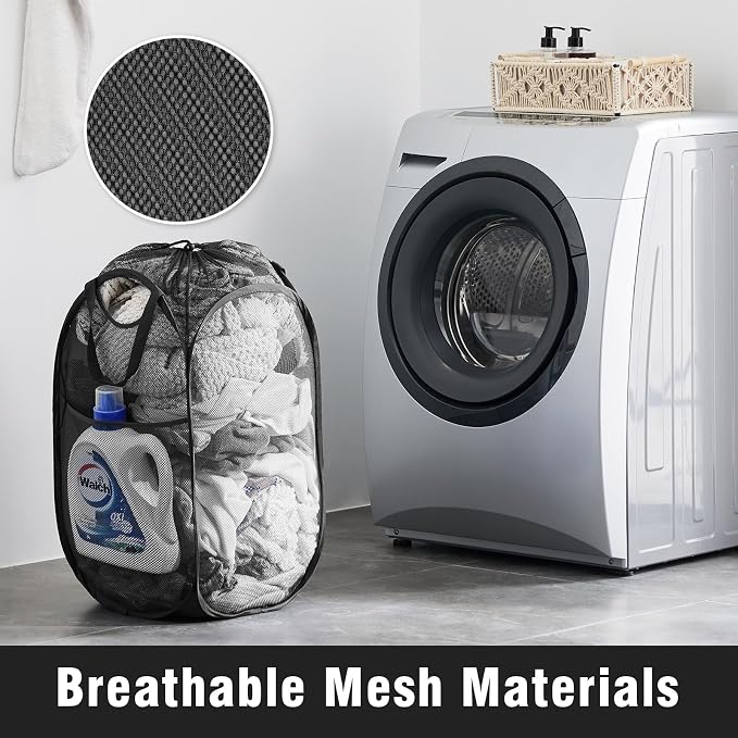 TECHMILLY Collapsible Mesh Pop Up Laundry Hamper - Image 6