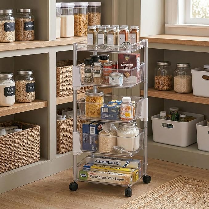 OnDisplay 360° Rotating Clear Storage Trolley – Multi-Tier Rolling Acrylic - Image 4