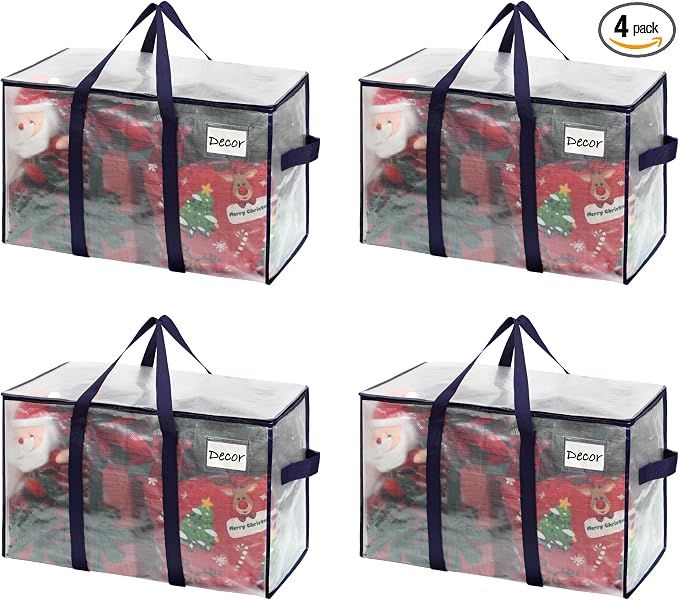 VENO 4 Pack Moving Bags and Large Christmas Storage Bins by Veno