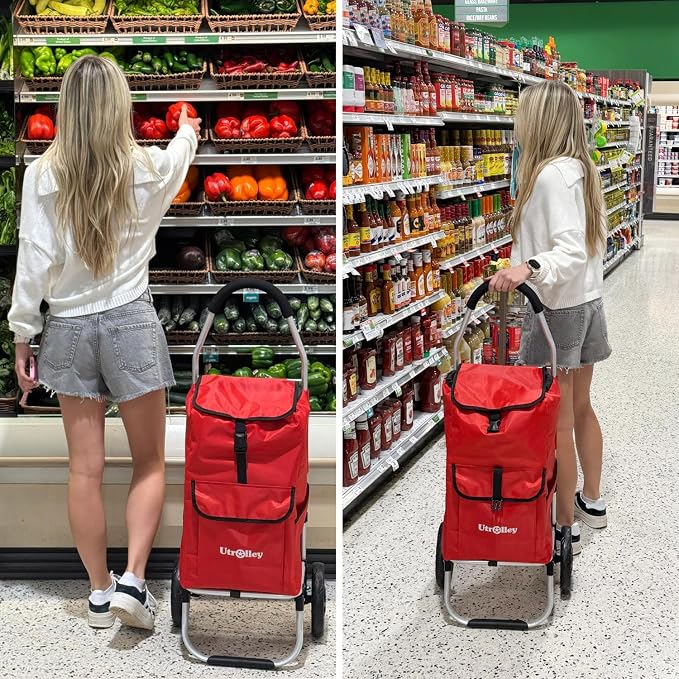 Ultra-Lightweight Red Foldable Shopping Cart - Image 5