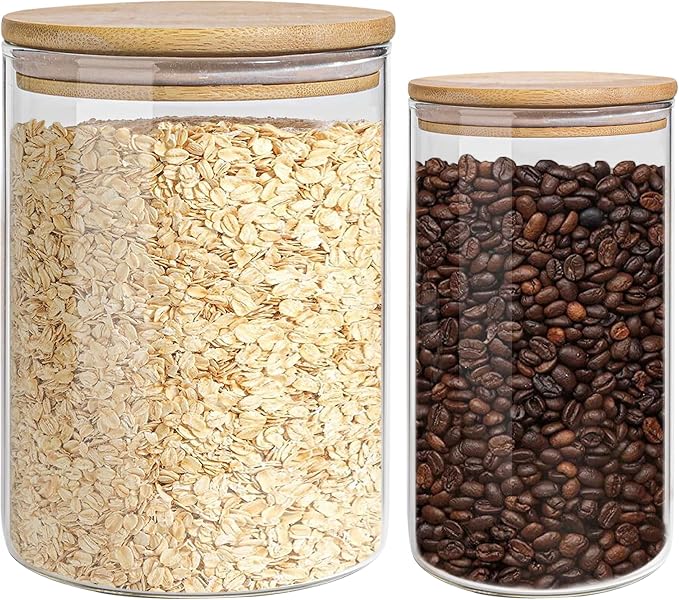 Glass Storage Jars Set Elegant Containers by EQEYBRAND