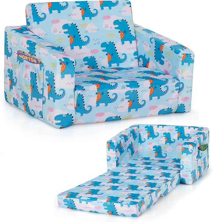 COSTWAY Kids Sofa, 2-in-1 Convertible Sofa to Lounger by COSTWAY