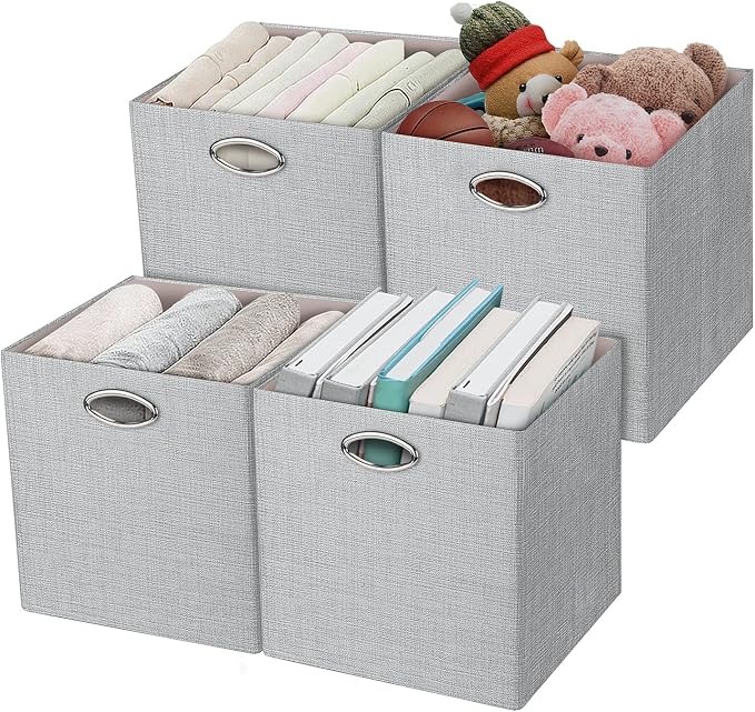 Posprica Storage Cubes, 12×12 Collapsible Storage Basket Bins, Heavy Duty by Posprica
