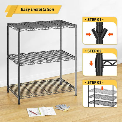 450LBS Storage Shelves 3 Tier Metal Shelving Unit Adjustable Wire Shelving - Image 5