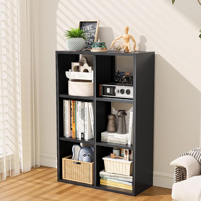 6 Cube Storage Organizer, Metal Cubby Storage Shelf, Small Box Bookshelf by CBNTKI