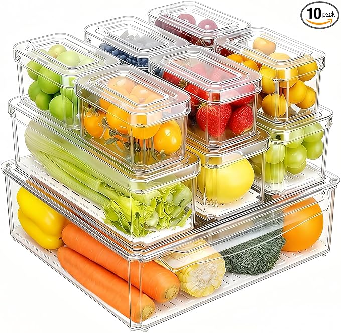 Pure Future 10-Pack Clear Fridge Organizer Containers by PureFuture