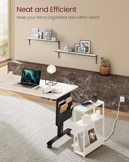 VASAGLE Side Table with Charging Station, Narrow End Table, 3-Tier Nightstand - Image 7
