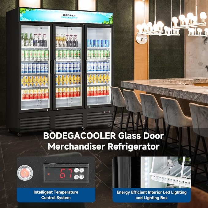 BODEGACOOLER Commercial Merchandiser Refrigerator, 3 Glass Door Commercial - Image 6