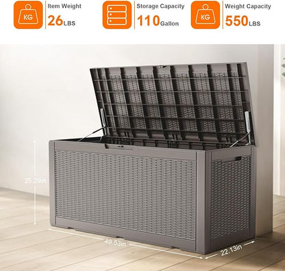 ROJIK 110 Gallon Deck Boxes Outdoor Waterproof, Weatherproof Outdoor Storage - Image 4