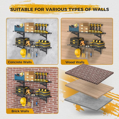 Jusgym 2-Pack Wall Mounted Garage Shelves, 1x4 ft Heavy Duty Garage Storage - Image 3