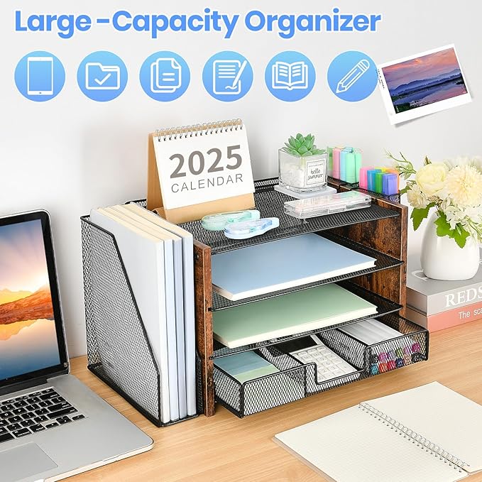 OPNICE Desk Organizer, 4-Tier Desktop File Organizer - Image 2