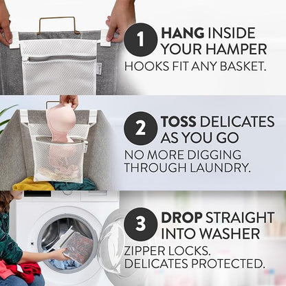 2Pcs Mesh Laundry Bags for Delicates w/Hooks, Hanging Durable Laundry Mesh Wash - Image 3