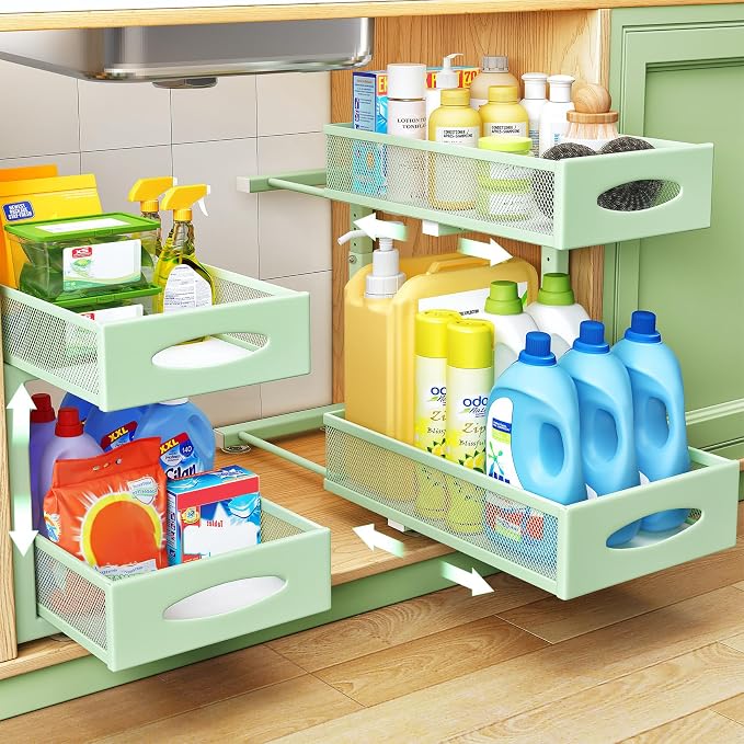 Under Sink Organizer, 2 Tier Pull out Cabinet Organizer Baskets by Kitstorack