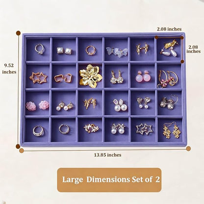 Large Velvet Jewelry Tray 2 Pack Stackable Jewelry Display Drawer Inserts Trays - Image 4