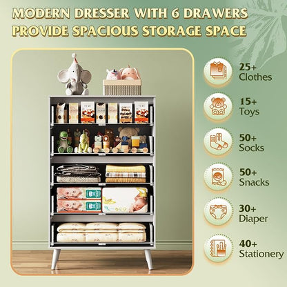 WLIVE 5 Drawer Dresser for Bedroom, Tall Wooden Dresser, Chest of Drawers for - Image 4