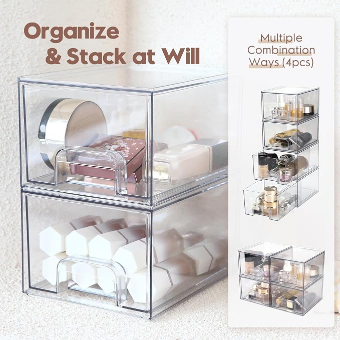 Sea Team 2-Pack Clear Makeup Organizer - Image 3