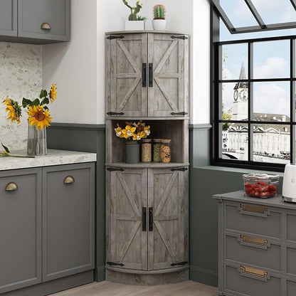 Vabches 64.8" Tall Farmhouse Corner Cabinet by Vabches