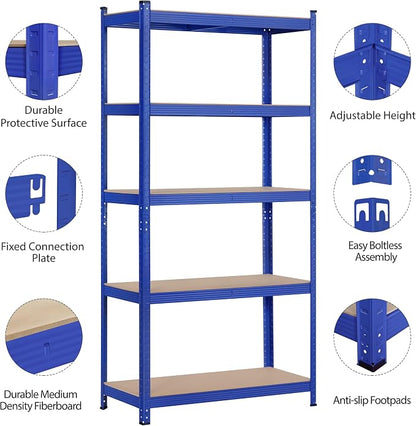 Topeakmart 5-Tier Utility Shelves, Metal Storage Shelves Unit Adjustable Garage - Image 4