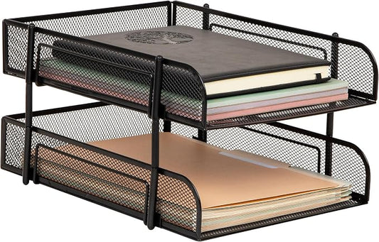 Mind Reader Stackable Paper Tray, Desktop Organizer, File Storage, Metal Mesh by MindReader