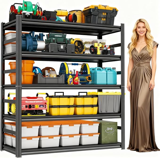 72'' Garage Storage Shelves, 5-Tier Shelving Unit, Metal Shelving Capable of by Beaunatixx