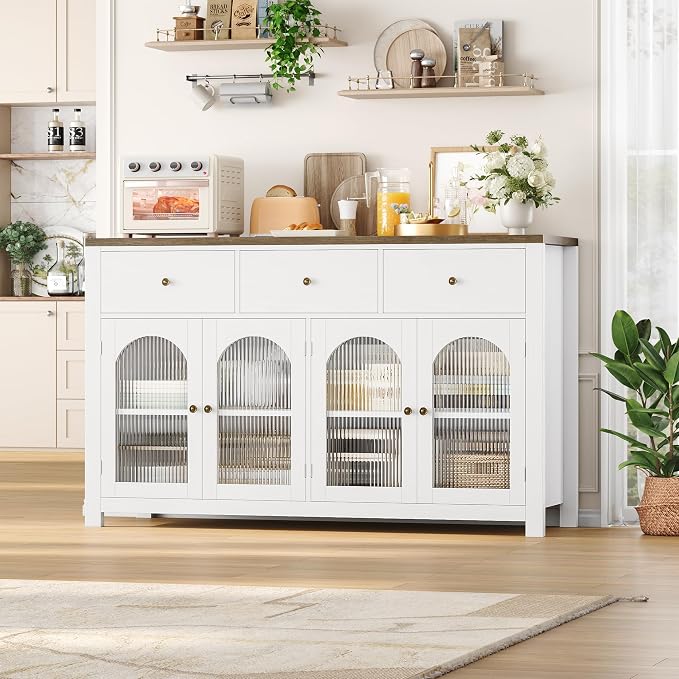 FINETONES Buffet Cabinet with Storage, 55.1" Large Sideboard Buffet Cabinet - Image 5