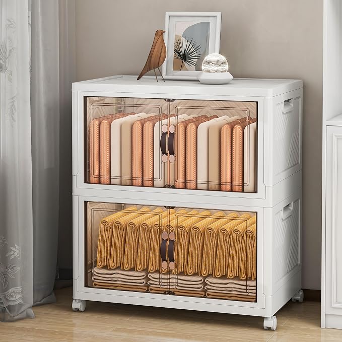 Storage Bins with Lids and Wheels, Collapsible Bathroom Storage Cabinet with by Unknown