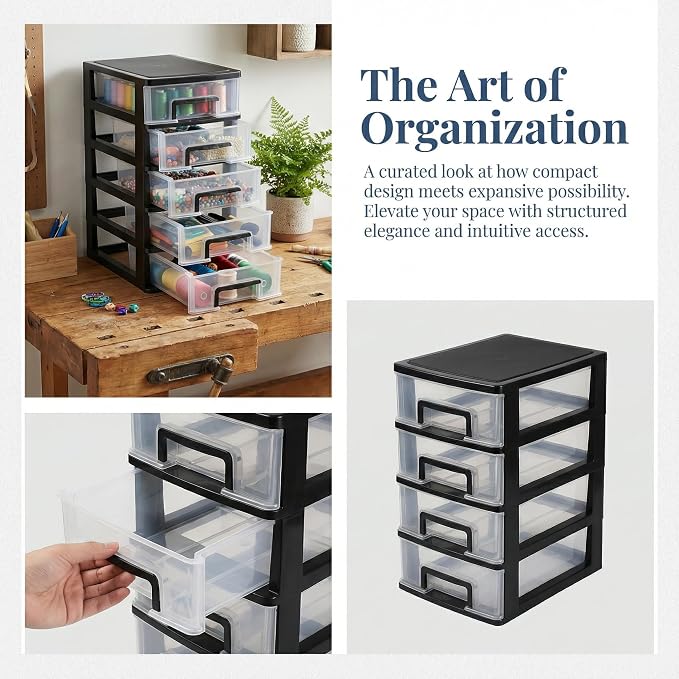 Cabilock 5 Drawer Plastic Storage Organizer Clear Desktop Drawer Storage Cabinet - Image 8