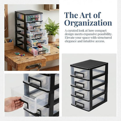 Cabilock 5 Drawer Plastic Storage Organizer Clear Desktop Drawer Storage Cabinet - Image 8