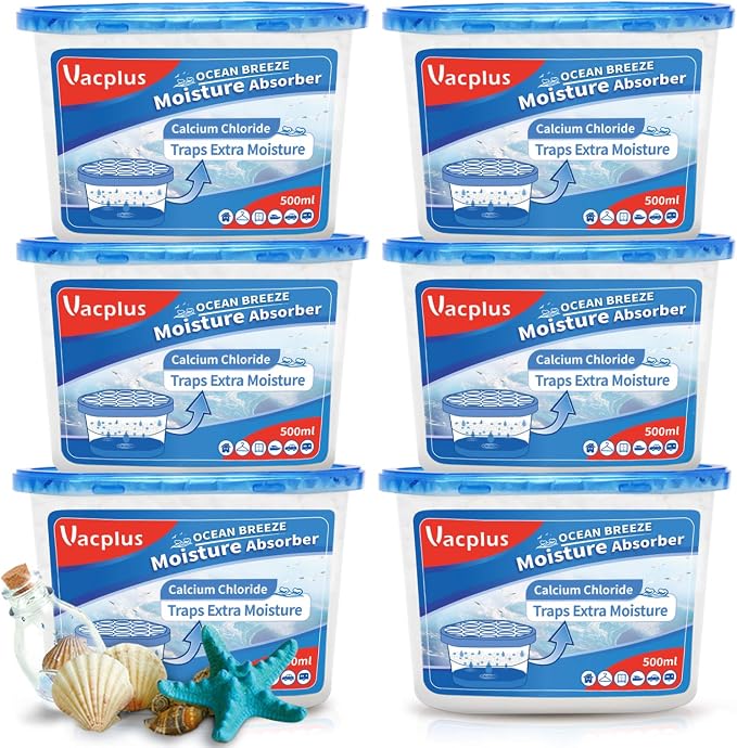 Vacplus Moisture Absorbers 6 Pack, 10.5 Oz Portable Humidity Absorber Boxes by Vacplus