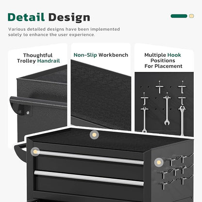 Greenvelly Metal Tool Chest, 8-Drawer Rolling Tool Cart - Image 5